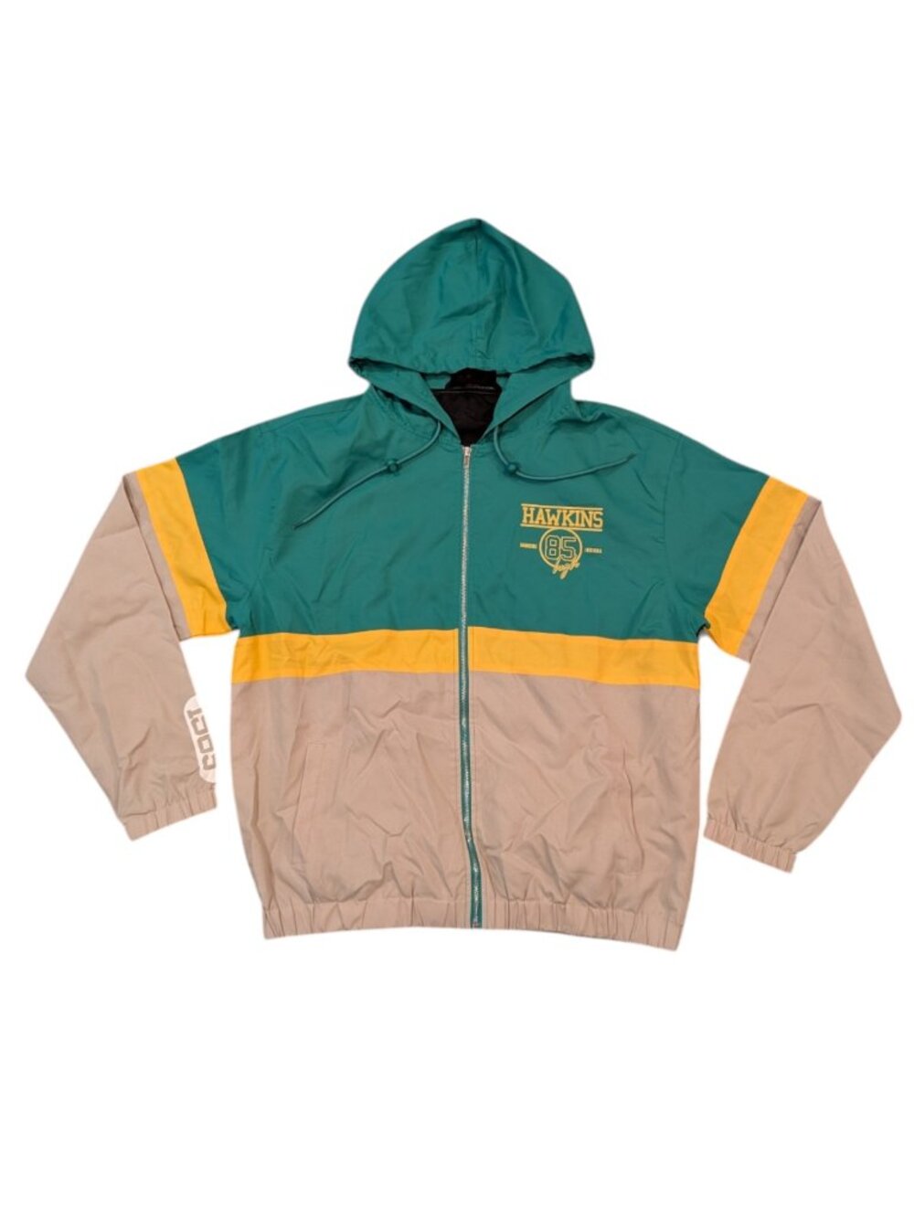 Stranger Things Hawkins Windbreaker Netflix Official Merchandise Green Yellow L